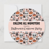 Roze Halloween Custom Haunted House Party Kaart (Voorkant)