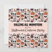 Roze Halloween Custom verjaardagsfeestje Kaart (Voorkant)