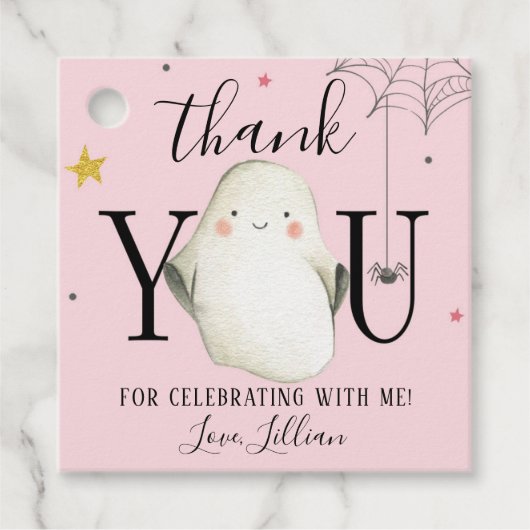 Roze Halloween Dank u Label (Voorkant)