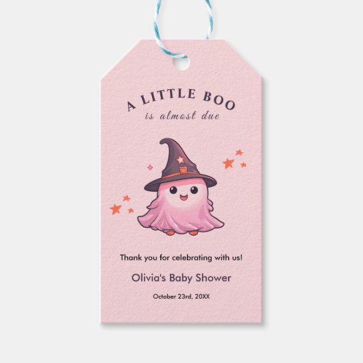 Roze Halloween een beetje Boo Baby shower Cadeaulabel (Voorkant)