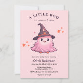 Roze Halloween een beetje Boo Baby shower Kaart (Voorkant)