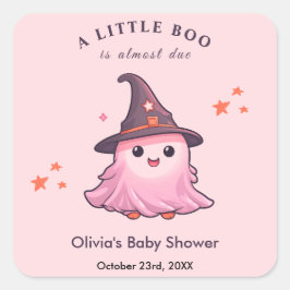 Roze Halloween een beetje Boo Baby shower Vierkante Sticker