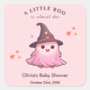 Roze Halloween een beetje Boo Baby shower Vierkante Sticker