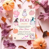 Roze Halloween Een Kleine Boo Ghost Baby shower Kaart