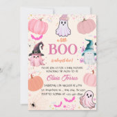 Roze Halloween Een Kleine Boo Ghost Baby shower Kaart (Voorkant)