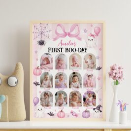 Roze Halloween Eerste Boo-Dag Feest Foto Mijlpaal Poster