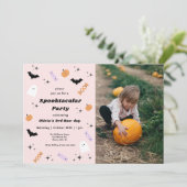 Roze halloween elk jaar Spooktacular Birthday Kaart (Staand voorkant)