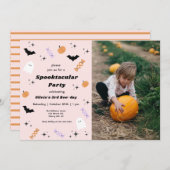 Roze halloween elk jaar Spooktacular Birthday Kaart (Voorkant / Achterkant)