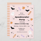 Roze halloween elk jaar Spooktacular Birthday Kaart (Voorkant / Achterkant)