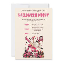 Roze Halloween-feest uitnodiging
