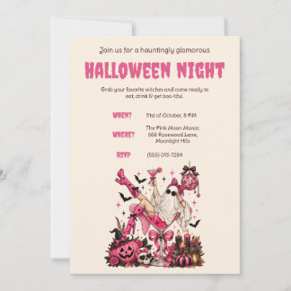 Roze Halloween-feest uitnodiging