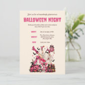 Roze Halloween-feest uitnodiging (Staand voorkant)