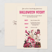 Roze Halloween-feest uitnodiging (Voorkant / Achterkant)