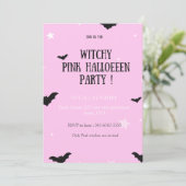 Roze Halloween feest, uitnodiging, Kaart (Staand voorkant)