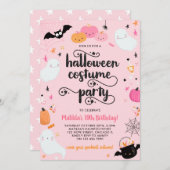 Roze Halloween-feestje met verkleedpartij Griezige Kaart (Voorkant / Achterkant)