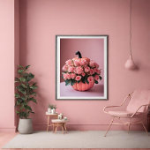 Roze Halloween Flower Pumpkin Wall Art Poster