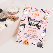 Roze Halloween Fourever Spooky 4e verjaardag Kaart