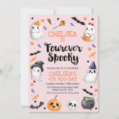 Roze Halloween Fourever Spooky 4e verjaardag Kaart (Voorkant)