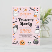 Roze Halloween Fourever Spooky 4e verjaardag Kaart (Staand voorkant)