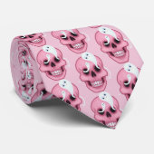 Roze Halloween Funny Skull Stropdas (Opgerold)