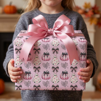 Roze Halloween Geest Cadeaupapier