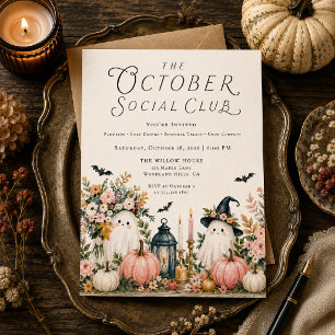 Roze Halloween Geest Feest Uitnodiging