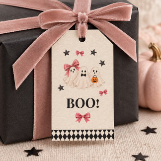 Roze Halloween Geest Harlekijn Cadeaublaadjes Cadeaulabel