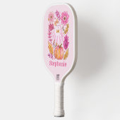 Roze Halloween-geest met eigen naam Pickleball Paddle (Links)