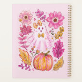 Roze Halloween-geest met eigen naam Planner (Achterkant)