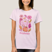 Roze Halloween-geest met eigen naam T-shirt (Voorkant)