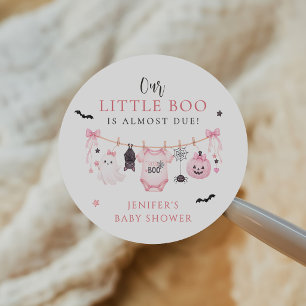 Roze Halloween Geest Waskleine Baby Shower Ronde Sticker
