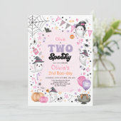Roze Halloween Ghost 2 Spooky 2e verjaardag Kaart (Staand voorkant)