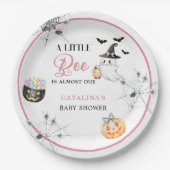 Roze Halloween Ghost Baby shower Papieren Bordje (Voorkant)
