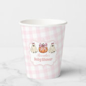 Roze Halloween Ghost Bow Girl Baby shower Papieren Bekers (Achterkant)
