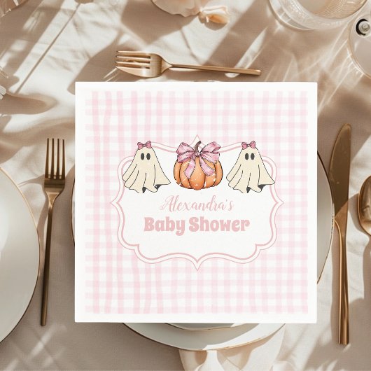 Roze Halloween Ghost Bow Girl Baby shower Servet