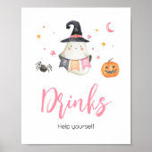 Roze Halloween Ghost Little Boo Baby shower Drinke Poster (Voorkant)