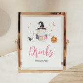 Roze Halloween Ghost Little Boo Baby shower Drinke Poster