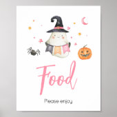 Roze Halloween Ghost Little Boo Baby shower Eten Poster (Voorkant)