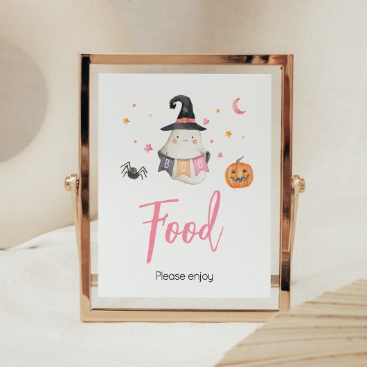 Roze Halloween Ghost Little Boo Baby shower Eten Poster