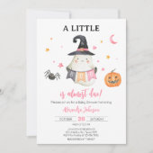 Roze Halloween Ghost Little Boo Baby shower Kaart (Voorkant)