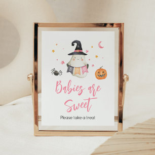 Roze Halloween Ghost Little Boo Baby's zijn zoet Poster