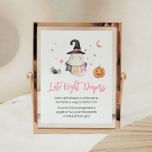 Roze Halloween Ghost Little Boo Late Night Luiers Poster