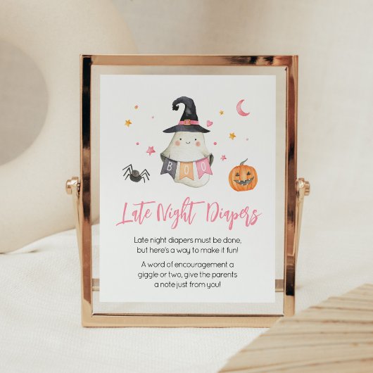 Roze Halloween Ghost Little Boo Late Night Luiers Poster