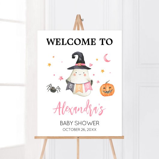 Roze Halloween Ghost Little Boo Welkom Poster
