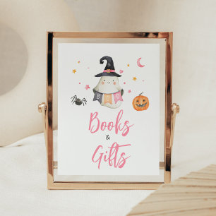 Roze Halloween Ghost Little Book Boeken en geschen Poster