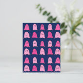 Roze Halloween Ghosts op Donkerblauw Briefkaart (Staand voorkant)