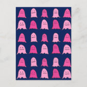 Roze Halloween Ghosts op Donkerblauw Briefkaart (Voorkant)