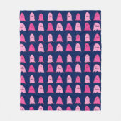 Roze Halloween Ghosts op Donkerblauw Fleece Deken (Voorkant)