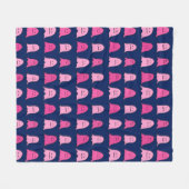 Roze Halloween Ghosts op Donkerblauw Fleece Deken (Voorkant (Horizontaal))