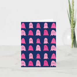 Roze Halloween Ghosts op Donkerblauw Kaart